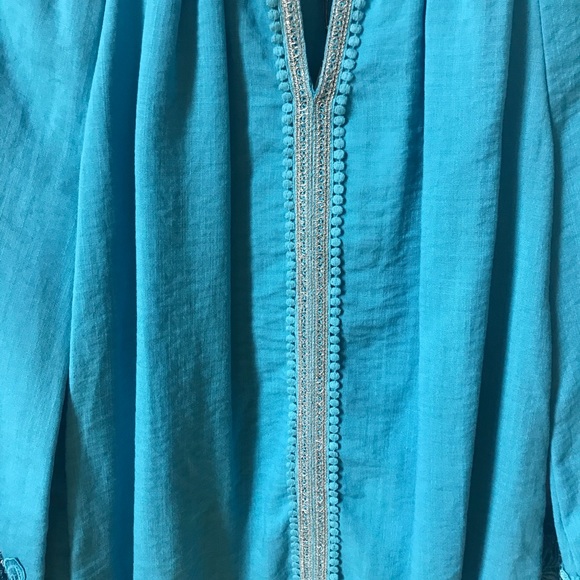 Tahari Turquoise Blouse With Sleeve Detail Size XS - Picture 4 of 9